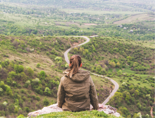 girl viewing the mountains